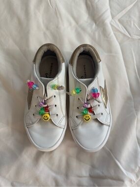 Sincerely Jules White Sneakers with Gold Star and Colorful Bead Accents